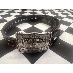 Cavenders Kids Western Belt Brown Leather Hair on Hide boys Buckle Size 24